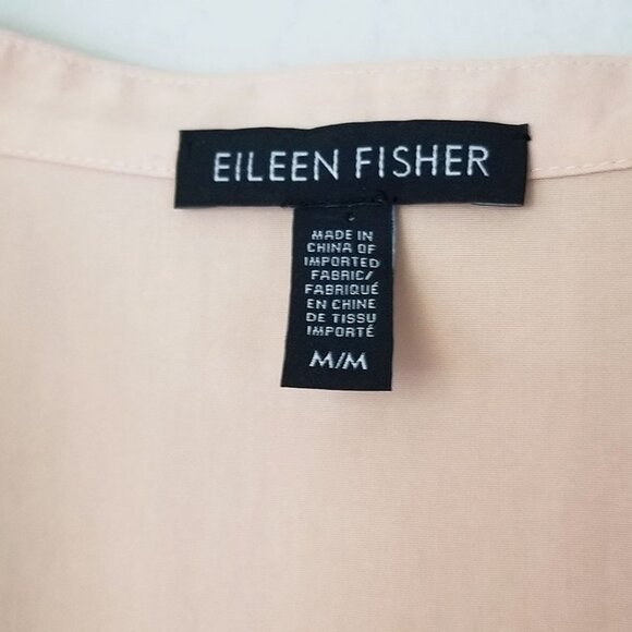 Eileen Fisher Mandarin Collar Top M Dune Tencel Blend Lightweight Lagenlook $198 - Picture 8 of 16